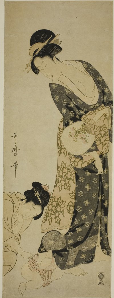 Anne ve Çocuk by Kitagawa Utamaro