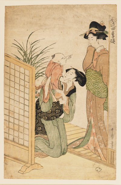 Anne, çocuk ve hemşire, c1800 by Kitagawa Utamaro