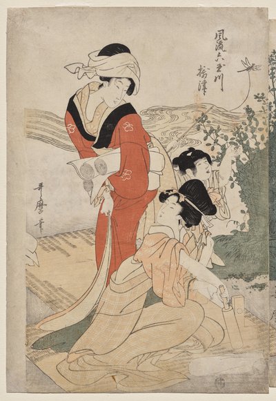 Modaya Uygun Altı Mücevher Nehir serisinden Musashi Eyaleti (Furyu Mu Tamagawa) by Kitagawa Utamaro