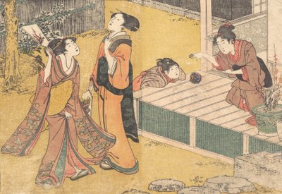 Yeni Yıl Oyunları, Basılı Kitaptan Çiçekler Dört Mevsim Shiki no hana, 1801. by Kitagawa Utamaro