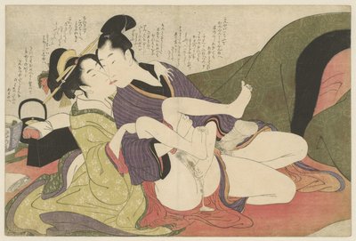 Genç adam öpüşme fahişe Negai no itoguchi (dizi adı) by Kitagawa Utamaro
