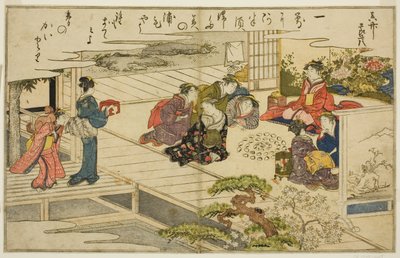 Kabuk Eşleştirme Oyunu, "Gelgitten Gelen Hediyeler (Shiohi no tsuto)" adlı resimli kitaptan by Kitagawa Utamaro