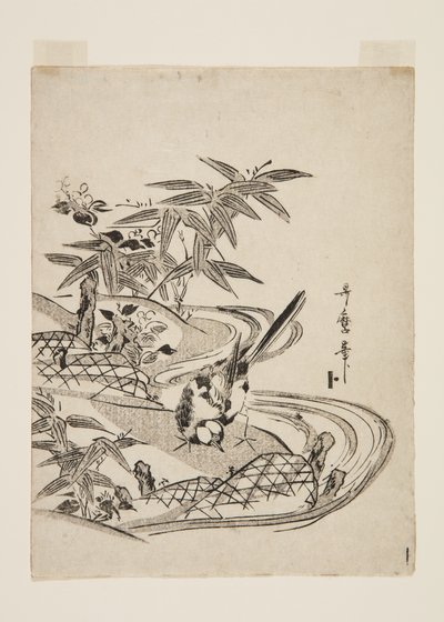 Serçe (renkli tahta baskı) by Kitagawa Utamaro