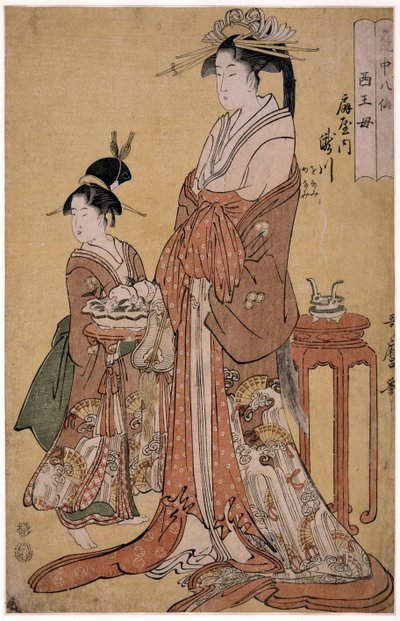 Ogiya Sekizlisi Takigawa, Aşk Sanatında Ölümsüzler dizisinden Utamaro, Kitagawa (1753-1806) by Kitagawa Utamaro