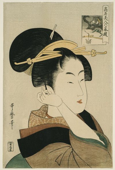 Tatsumi Roko, “Altı Ölümsüz Şaire Benzeyen Ünlü Güzeller” (“Komei bijin rokkasen”) dizisinden by Kitagawa Utamaro