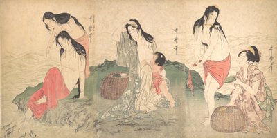 Awabi Fishers, 18. yüzyılın sonları ve 19. yüzyılın başlarında. by Kitagawa Utamaro