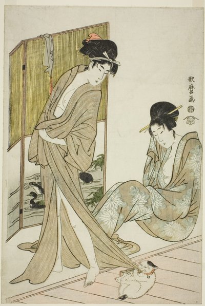 Banyodan Sonra İki Genç Kadın by Kitagawa Utamaro