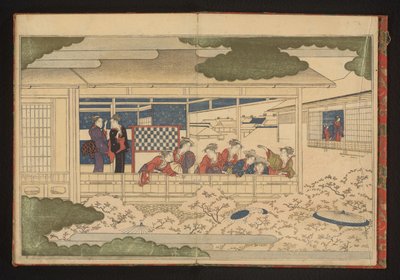 Yoshiwara zevk mahallesindeki ana cadde Nakanochô'daki geçit törenini izlemek by Kitagawa Utamaro