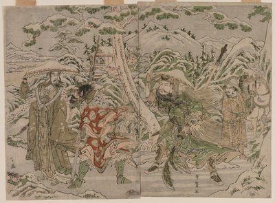 Üç Krallığın Romantizminden Kış Manzarası, c. 1790. by Kitagawa Utamaro