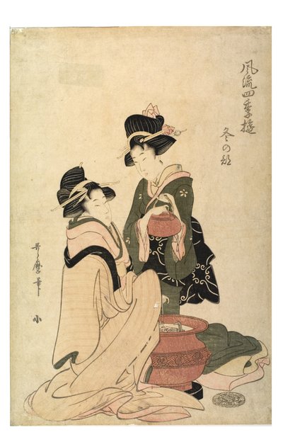 Dört Mevsim Zarif Zevkler serisinden kış, c.1758-1806 (kağıt üzerine tahta baskı) by Kitagawa Utamaro
