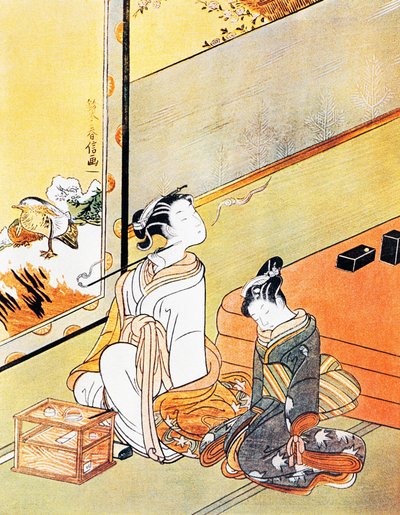 Kadın pipo, ukiyo-e sanat baskısı, Tosa okulu, gravür, Japon uygarlığı, Edo dönemi by Kitagawa Utamaro