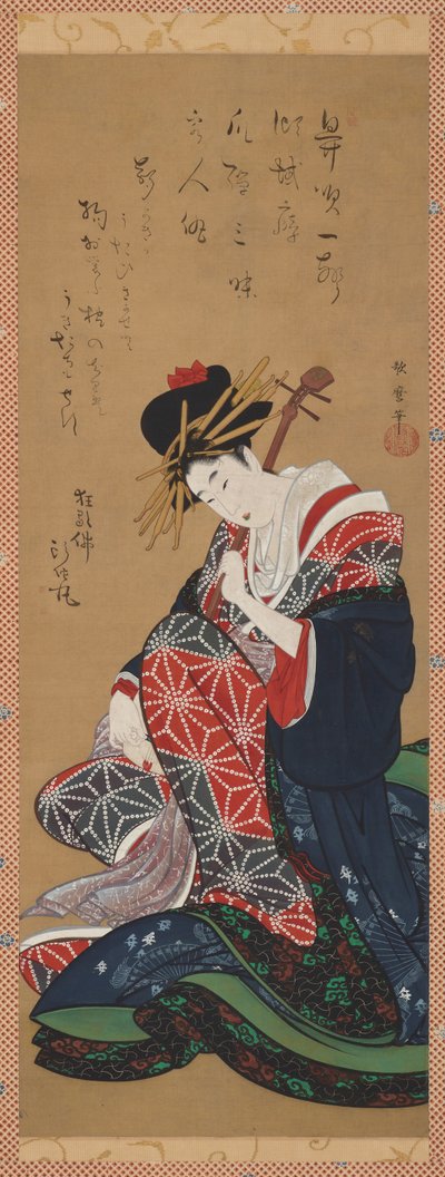 Shamisen Oyuncusu, Edo dönemi, 18. yüzyılın sonu ve 19. yüzyılın başı. by Kitagawa Utamaro II