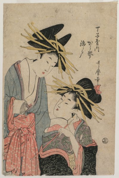 Chojiya'lı Nezaket Karagoto ve Nishikido by Kitagawa Utamaro II