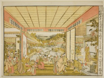 VII. Perde (Shichidanme), "Sadık Hizmetlilerin Deposunun Perspektif Resimleri (Uki-e kanadehon Chushingura)" serisinden by Kitao Masayoshi