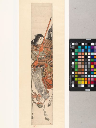 At üzerinde kılıç ile zırhlı kadın savaşçı Tomoe Gozen by Kitao Shigemasa (attributed to)
