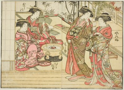 Otawaraya'nın Nezaketleri, "Zevk Alanlarının Güzel Kadınlarının Aynası (Seiro bijin awase sugata kagami)" kitabından, cilt. 2 by Kitao Shigemasa