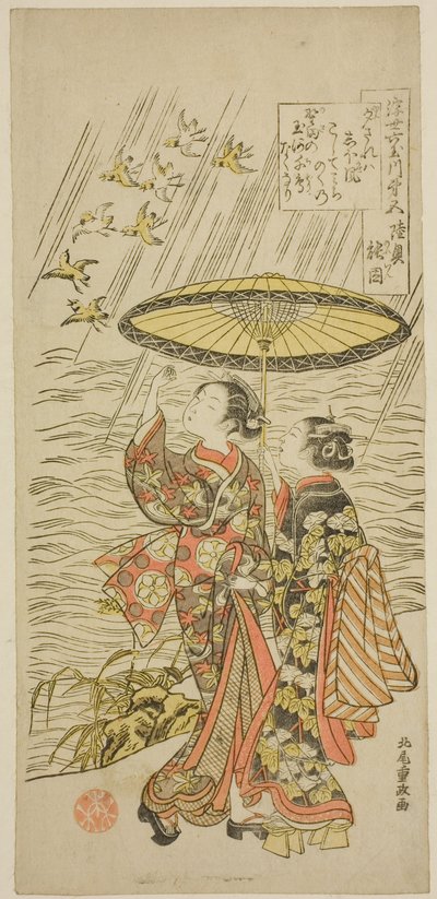 No. 5: Mutsu Eyaletindeki Noda Nehri, "Yüzen Dünyanın Altı Mücevher Nehri (Ukiyo Mu Tamagawa)" serisinden by Kitao Shigemasa