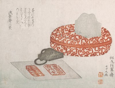Mühürler ve Mühür Mürekkebi için Oymalı Cila Kabı, 1817. by Kitao Shigemasa