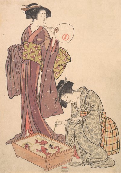 Balık Besleyen İki Kadın, 1739-1820. by Kitao Shigemasa