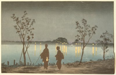 Sumida Nehri üzerinde gece by Kiyochika Kobayashi