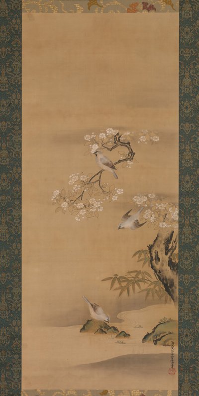 Ağdalar, Kiraz Çiçekleri ve Bambu, 17. yüzyılın sonları. by Kiyohara Yukinobu