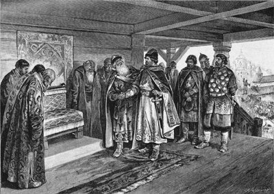 Izyaslav I Mstislavich ve Vyacheslav I Vladimirovich, 1890 by Klavdiy Vasilievich Lebedev