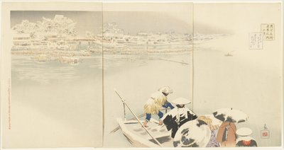 Şubat: Karda Alacakaranlıkta Matsuchiyama Tepesi, Mart 1896 by Kobayashi Kiyochika