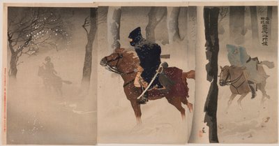 Karlı Bir Gecede Nuizhuang yakınlarındaki İzciler by Kobayashi Kiyochika
