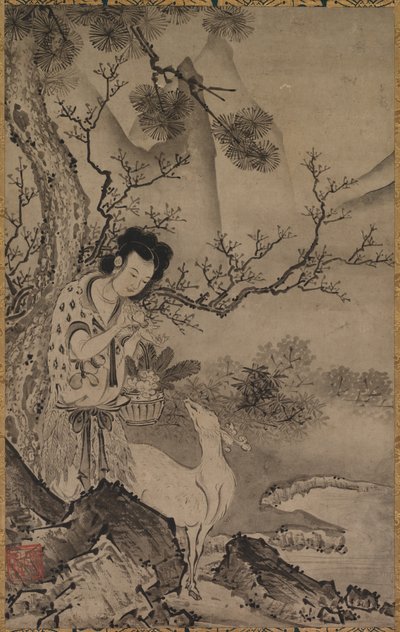 Peyzajda Kadın Taoist Figürü by Koboku