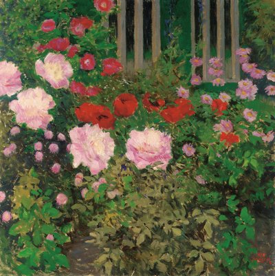 Çiçekler ve Bahçe Çiti; Bahçe çitinde çiçek açan çiçekler by Koloman Moser