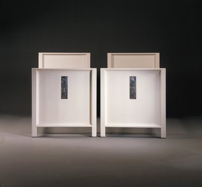 Bir Çift Wiener Werkstatte Tek Kişilik Yatak, c.1904 (boyalı ahşap) by Koloman Moser