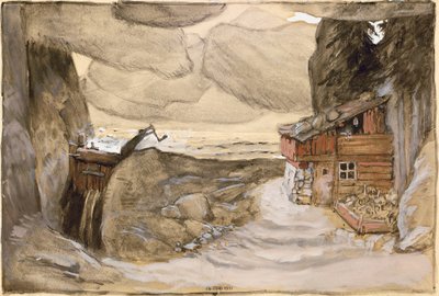 Julius Bittner, 1910-1911 tarafından der Bergsee operası için sahne tasarımı. by Koloman Moser