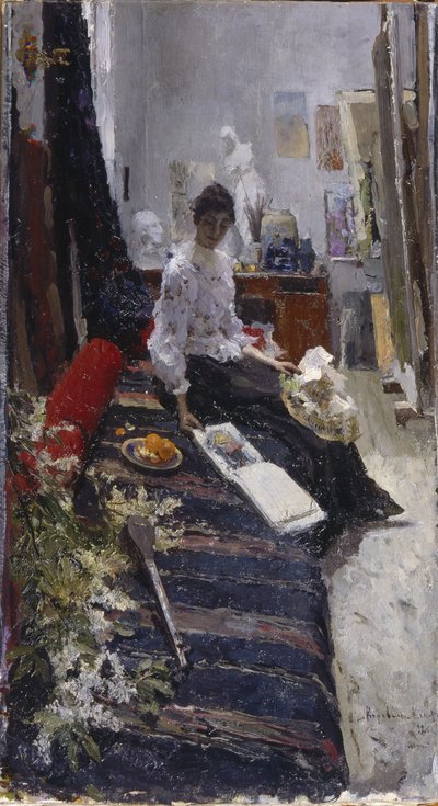 Ressamlar Stüdyosunda by Konstantin Alekseevich Korovin