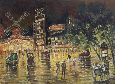 Le Moulin Rouge - Konstantin Alekseyeviç Korovin (1861-1939). Karton üzerine yağlı boya. Ebat : 40,5x55,6 cm. Özel koleksiyon by Konstantin Alekseevich Korovin