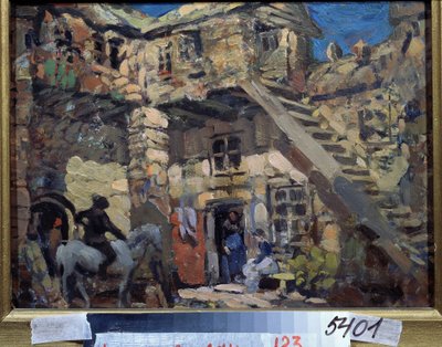 Leon (veya Ludwig) Minkus (1826-1917) tarafından Don Kişot balesi için sahne tasarımı (L. Minkus tarafından Don Kişot balesi için sahne tasarımı). Konstantin Alexeyevich Korovin