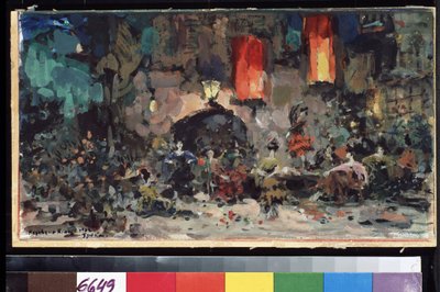 Leon (veya Ludwig) Minkus (1826-1917) tarafından Don Kişot balesi için sahne tasarımı (L. Minkus tarafından Don Kişot balesi için sahne tasarımı). Konstantin Alexeyevich Korovin