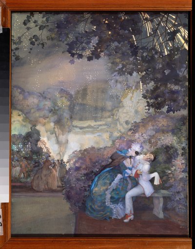 Pierrot ve bir kadın. (Bir maskeli baloda flört). Konstantin (Constantin) Andreyevich Somov