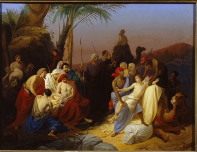 Yusuf'un Satışı. (Yaratılış'tan bölüm, Joseph kardeşleri tarafından köle tacirlerine satıldığında. Resim Konstantin Dmitrievich Flavitsky (1830-1866), tuval üzerine yağlı boya by Konstantin Dmitrievich Flavitsky