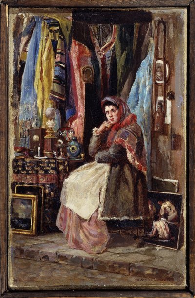 Boutique de curiosites (Curiosity Shop). Peinture de Konstantin Yegorovich Makovsky (Constantin Makovski) (1839-1915), huile sur toile. Sanat rus 19e dizisi. M.Tuganov Kuzey Osetya Sanat Müzesi, Vladikavkaz (Vladicaucaze) (rusya). by Konstantin Egorovich Makovsky