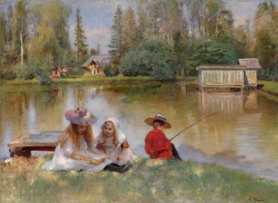 Göl kenarındaki çocuklar - Makovsky, Konstantin Yegorovich by Konstantin Egorovich Makovsky
