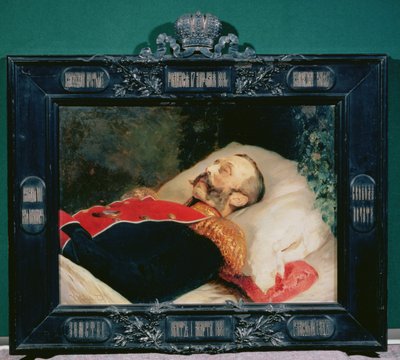 İmparator II. Alexander (1818-81) ölüm döşeğinde, 1881 by Konstantin Egorovich Makovsky