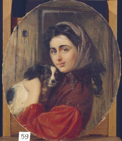 Küçük Köpekli Kız by Konstantin Egorovich Makovsky