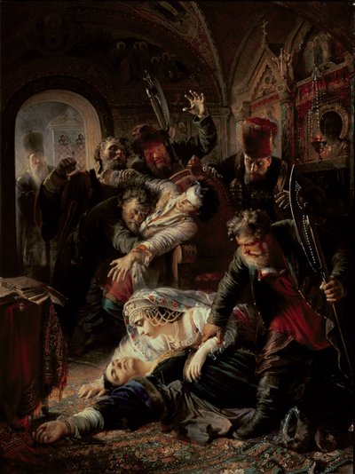 Kiralık Suikastçılar Çar Boris Fyodorevich Godunov'un Oğlunu Öldürdü by Konstantin Egorovich Makovsky