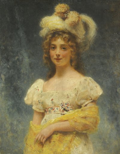 Sarı Şallı Bir Bayan Portresi by Konstantin Egorovich Makovsky
