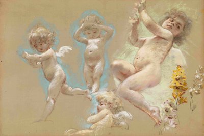 Putti. Petersburg'daki Baron von Dervis Konağı'nın İç Dekorasyonu by Konstantin Egorovich Makovsky