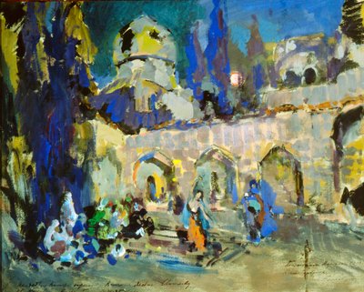 Dans, Cesare Pugnis balesi Küçük Kambur At, 1912 için sahne tasarımı. by Konstantin Alekseevich Korovin