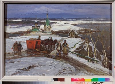 17. yüzyılın Rusya'sında Kapalı Kızak (tuval üzerine yağlı boya) by Konstantin Veshchilov