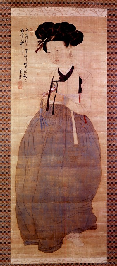 Art Coreen: Geyşa portresi (Geyşa kostümlü Koreli kız). 1758