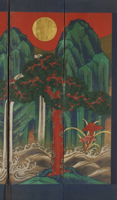 Manzara (panelde tempera ve altın varak) by Korean School
