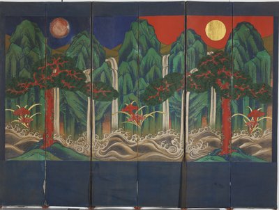 Manzara (panelde tempera ve altın varak) by Korean School